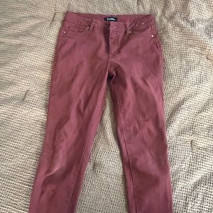 Red/maroon mid rise skinny jeans
